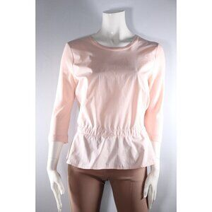 Luisa Cerano Women's US8 Pink T-Shirt 3/4 Sleeve Cotton Tie-Back Peplum Top $325